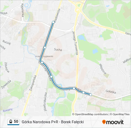 Трамвай 50: карта маршрута