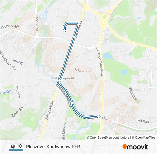 Трамвай 10: карта маршрута