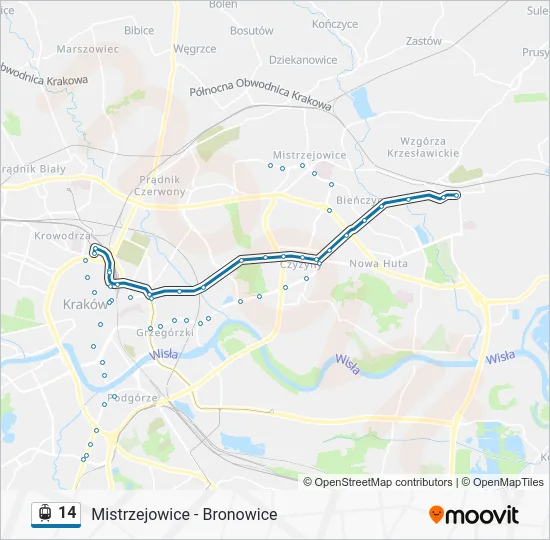Трамвай 14: карта маршрута