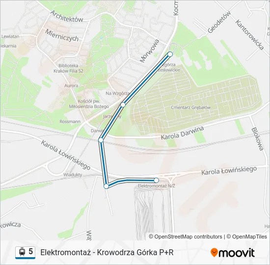 Трамвай 5: карта маршрута