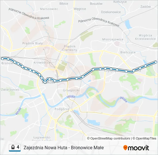 Трамвай 4: карта маршрута