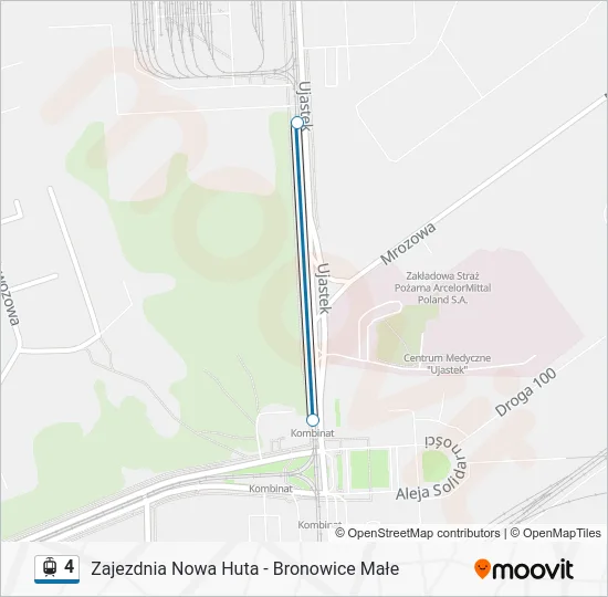 Трамвай 4: карта маршрута