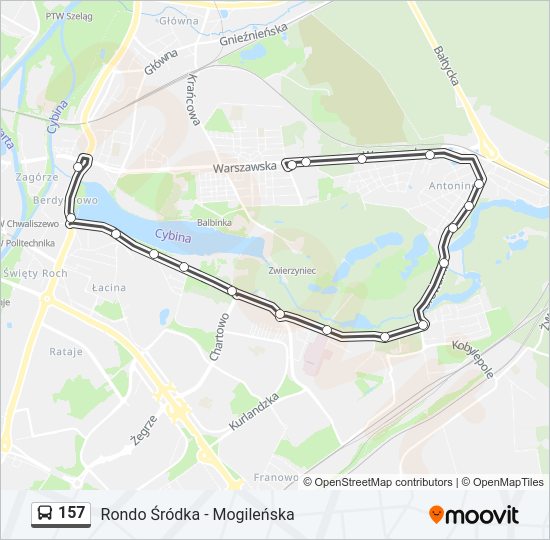 157 bus Line Map