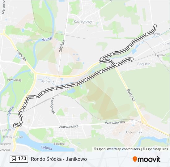 173 bus Line Map