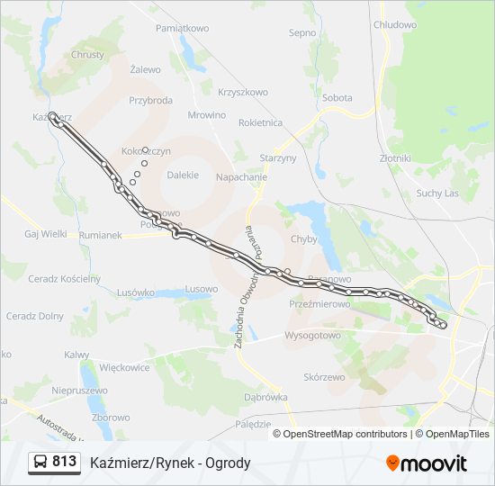 Mapa linii autobus 813