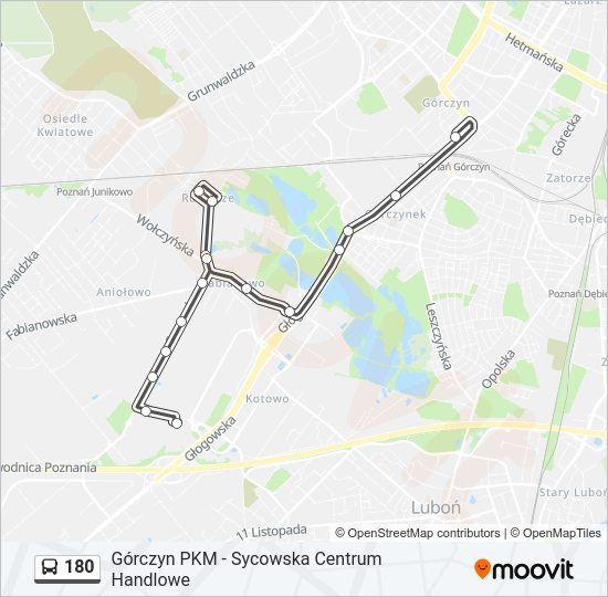 180 bus Line Map