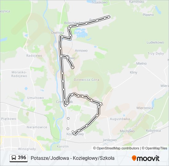 396 bus Line Map