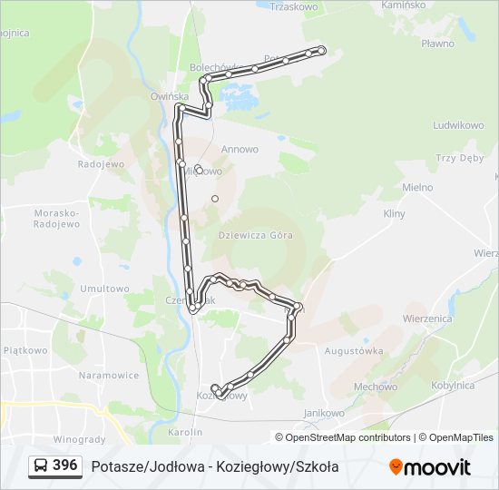 396 bus Line Map