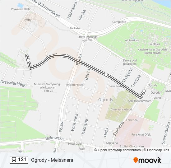 121 bus Line Map