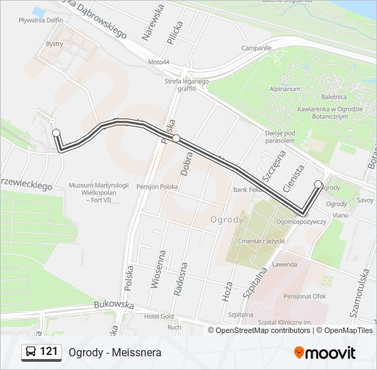 121 bus Line Map