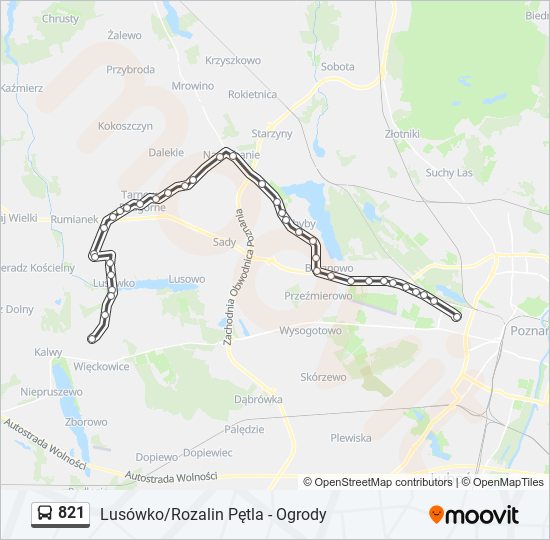 821 bus Line Map