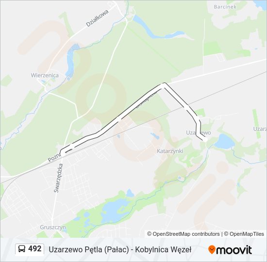 Mapa linii autobus 492