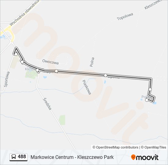 Mapa linii autobus 488