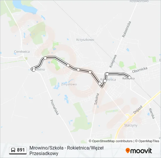 Автобус 891: карта маршрута
