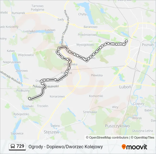 Автобус 729: карта маршрута