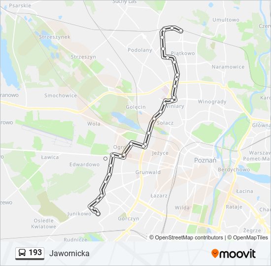 Mapa linii autobus 193