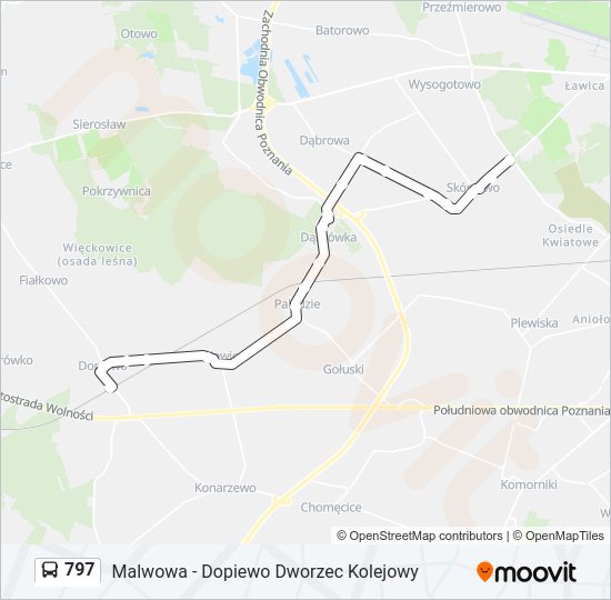 Mapa linii autobus 797