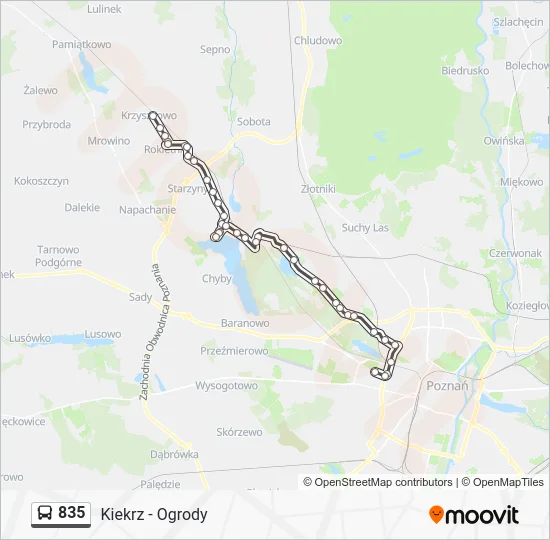 Автобус 835: карта маршрута