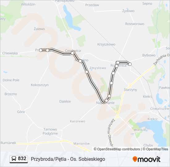 832 bus Line Map