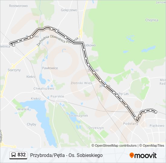 832 bus Line Map