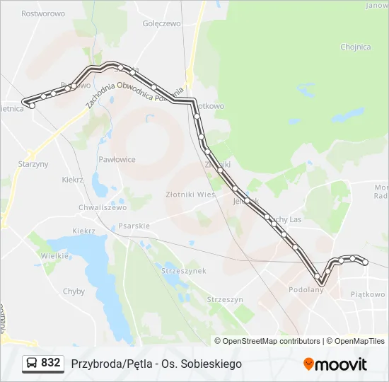 Автобус 832: карта маршрута