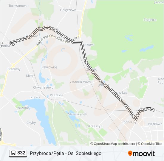 832 bus Line Map