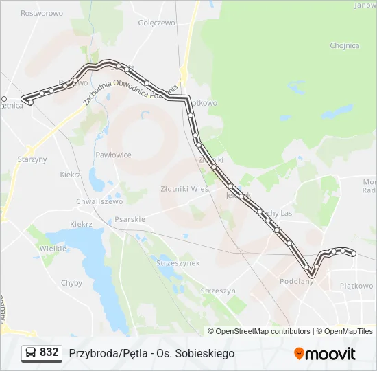 Автобус 832: карта маршрута