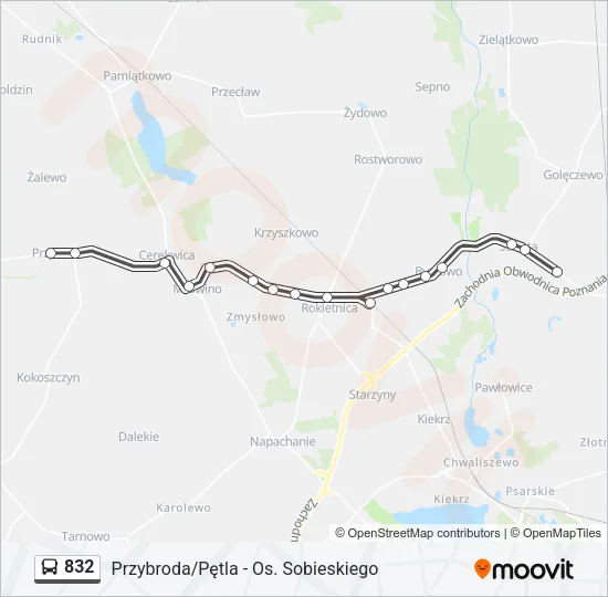 Автобус 832: карта маршрута