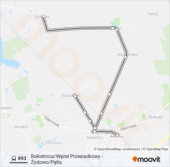 893 bus Line Map