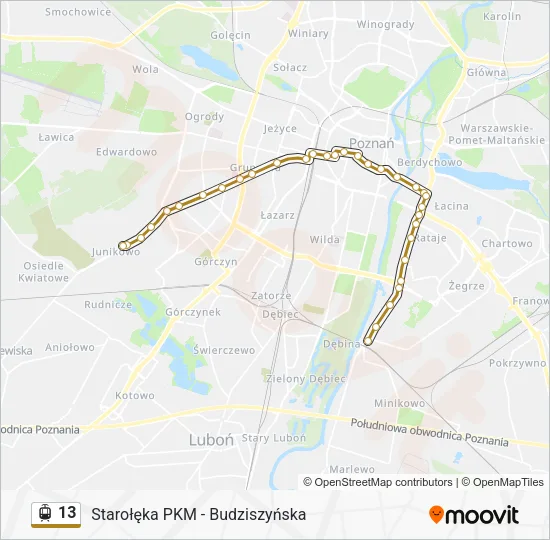Трамвай 13: карта маршрута