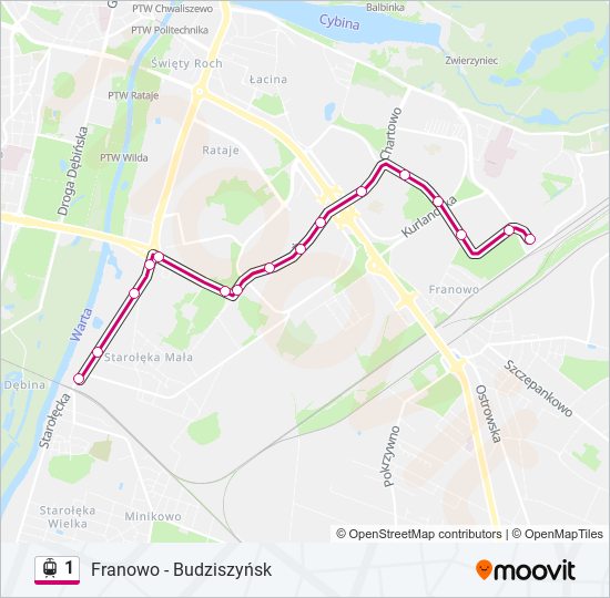 1 light rail Line Map