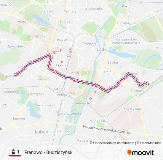 Трамвай 1: карта маршрута