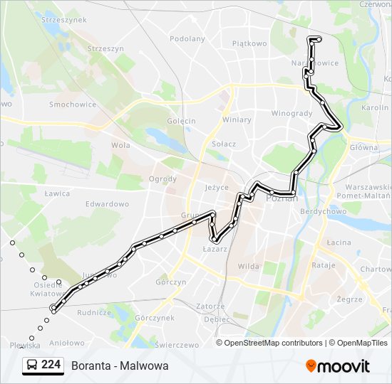 Mapa linii autobus 224