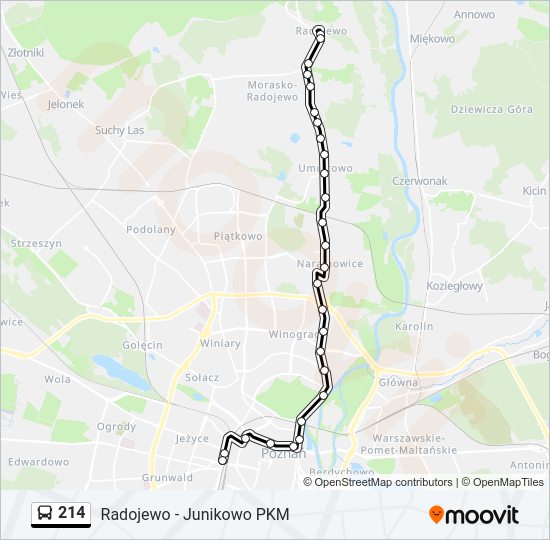 214 bus Line Map