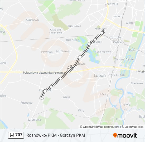Автобус 707: карта маршрута