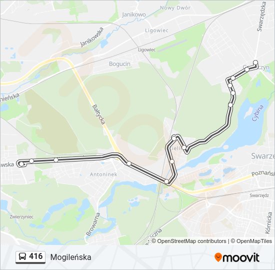 416 bus Line Map