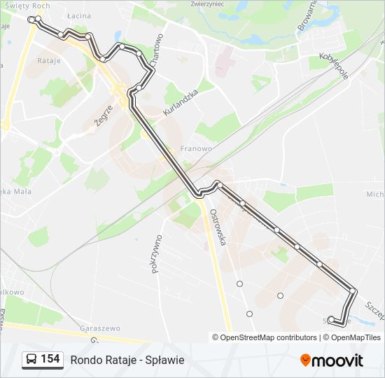 154 bus Line Map