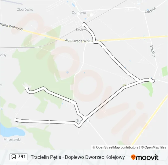 Автобус 791: карта маршрута