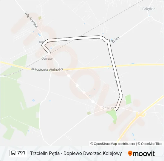Автобус 791: карта маршрута