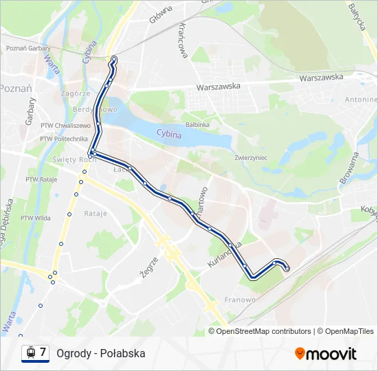 Трамвай 7: карта маршрута