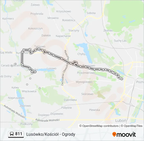 Автобус 811: карта маршрута