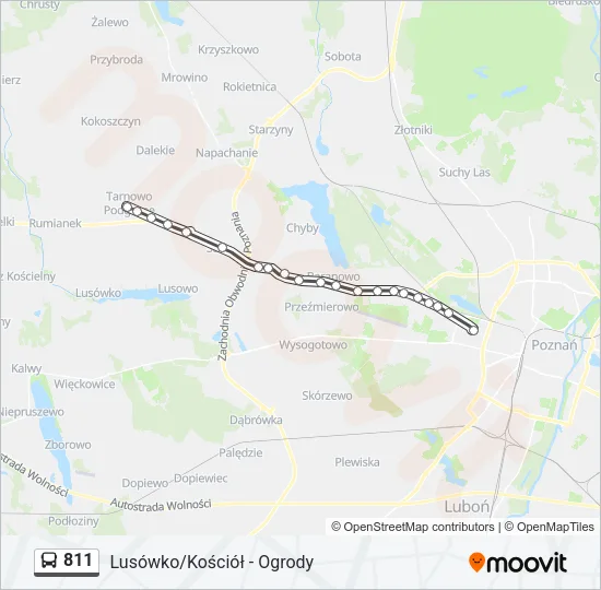 Автобус 811: карта маршрута
