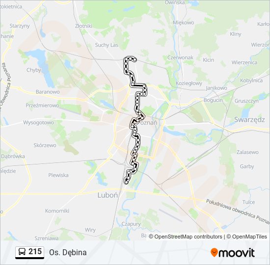 215 bus Line Map