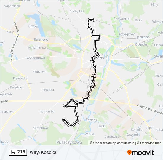 215 bus Line Map