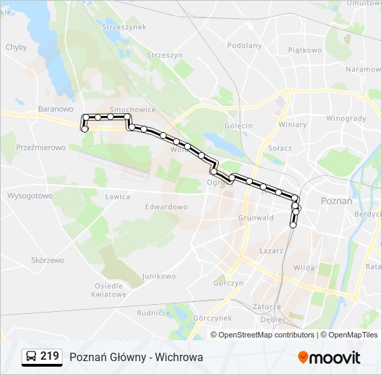 219 bus Line Map