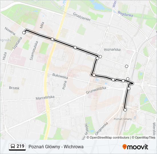 219 bus Line Map