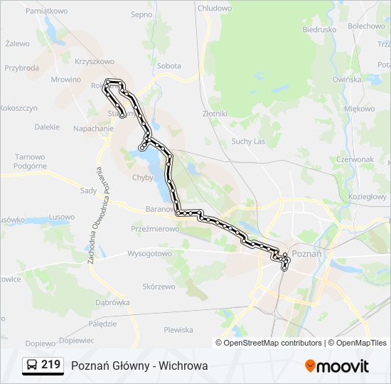 219 bus Line Map