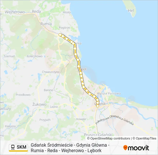 Поезд SKM: карта маршрута