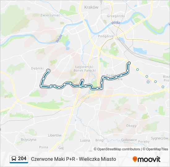 Автобус 204: карта маршрута