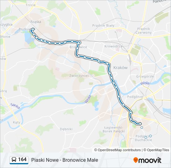 164 bus Line Map